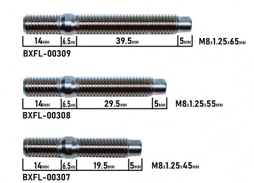 BLOX Racing Stainless Steel Intake/Exhaust Manifold Studs - M8x1.25x45mm Singles, 7-10 Piece Kits