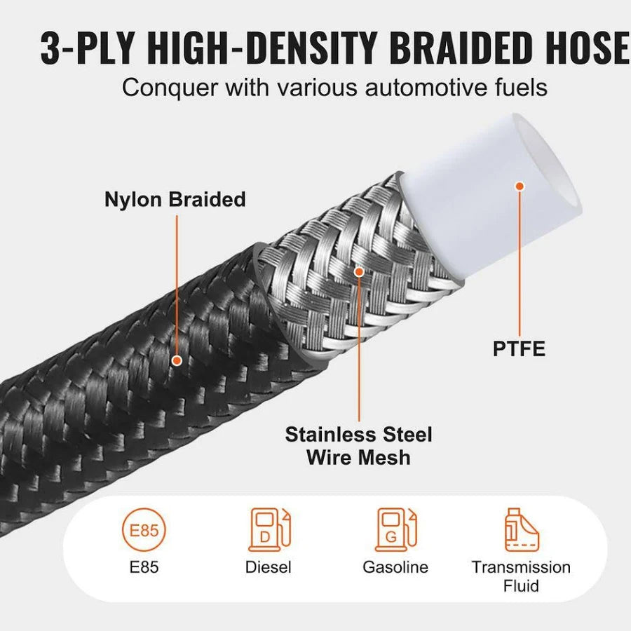 Honda Daddy's new 20FT 6AN Fuel Line,AN6 Braided Fuel Line Nylon CPE 20FT Kit