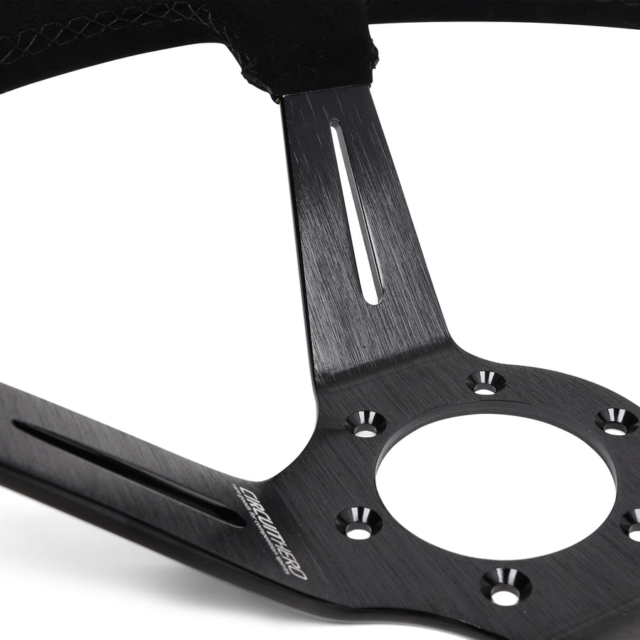 Circuit Hero 3 Spoke Steering Wheel with Slots 350mm/97mm Dish 6 Bolt - BLOX Racing