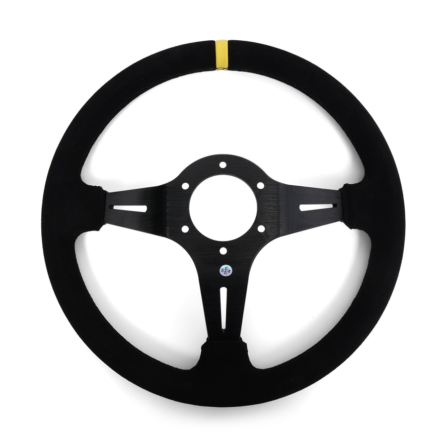 Circuit Hero 3 Spoke Steering Wheel with Slots 350mm/97mm Dish 6 Bolt - BLOX Racing