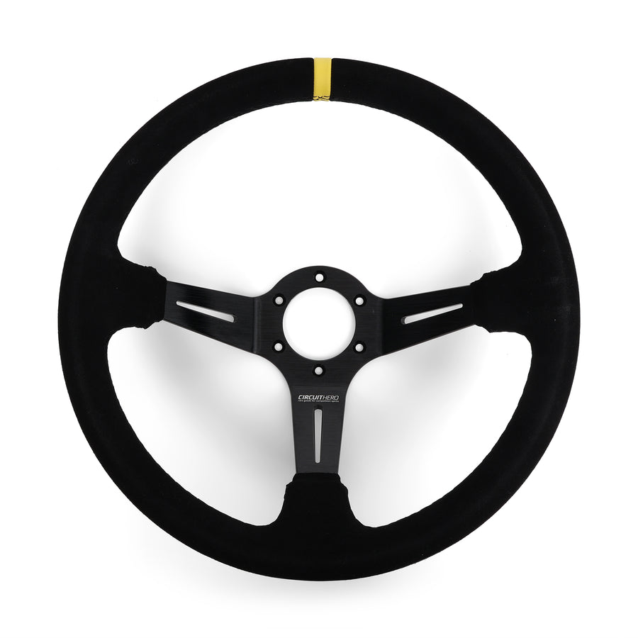 Circuit Hero 3 Spoke Steering Wheel with Slots 350mm/97mm Dish 6 Bolt - BLOX Racing